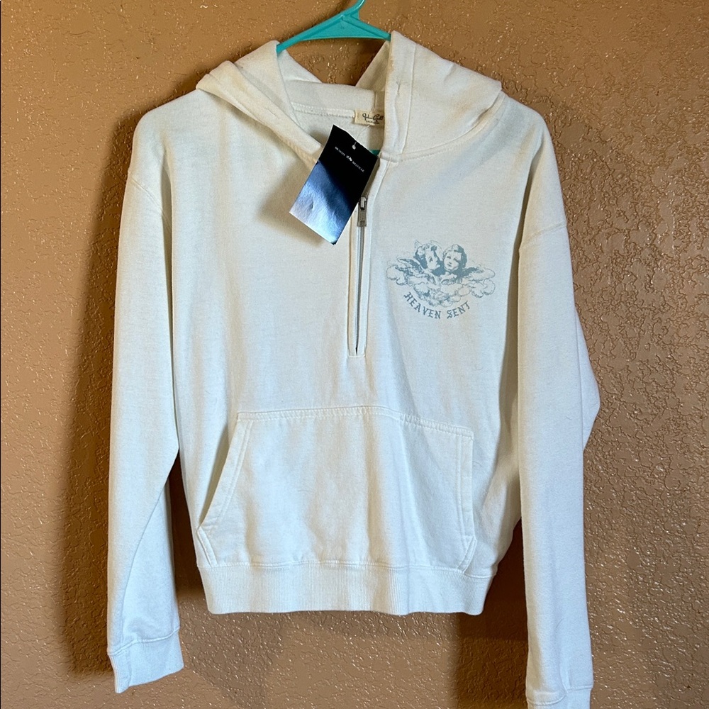 Brandy Melville White Half-Zip Hoodie